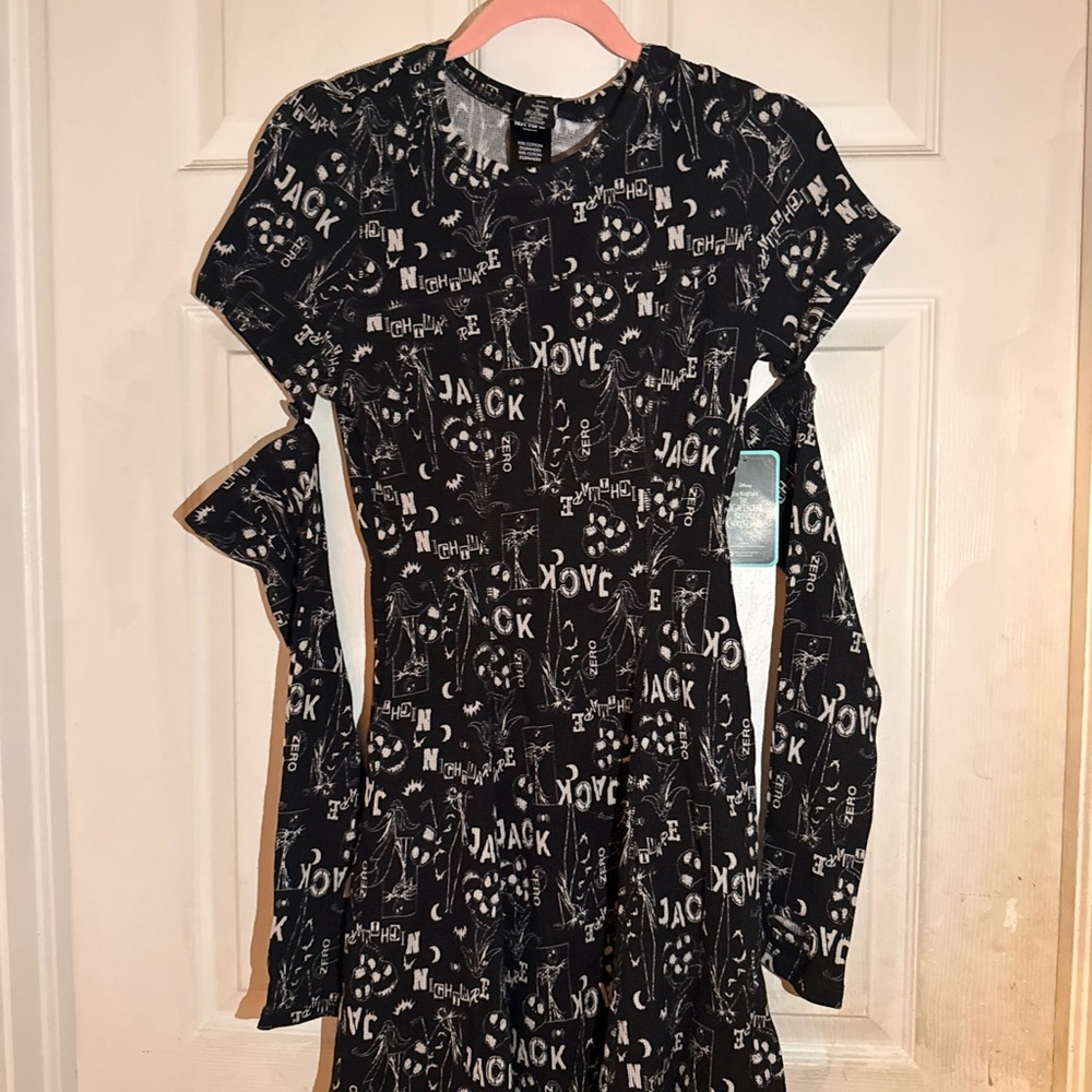 Her Universe Black and White Jack Print Layered-Look Dress